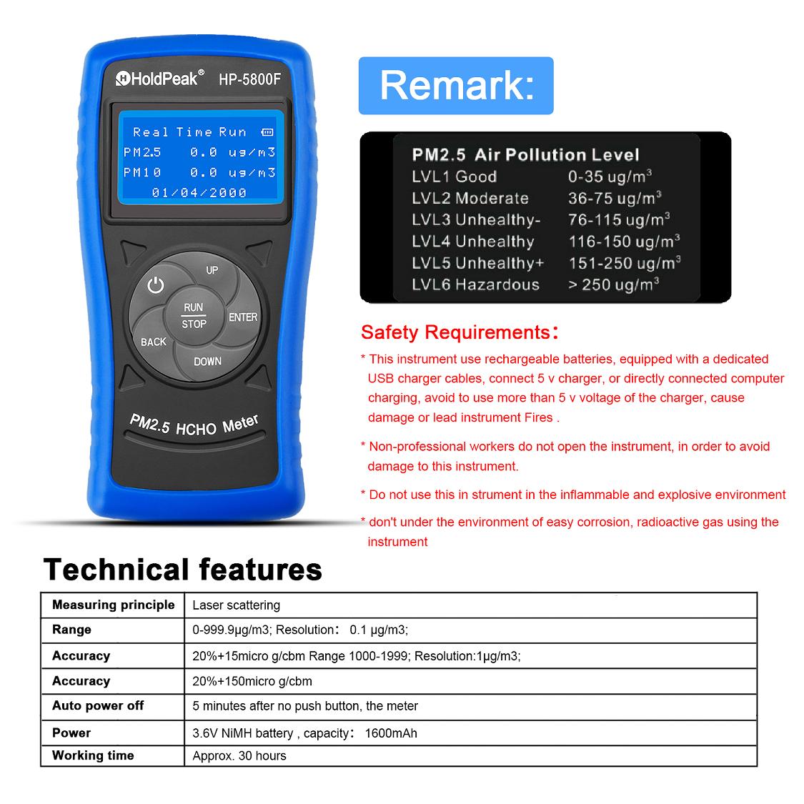 HoldPeak ammonia air quality tester Supply for office
