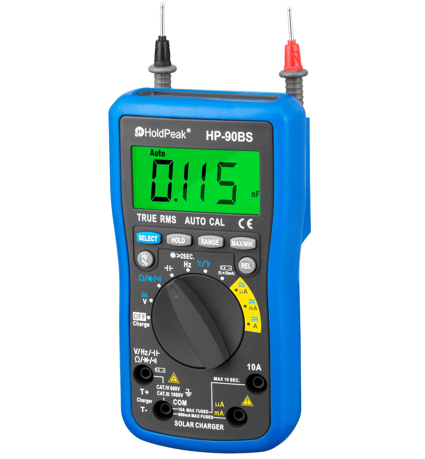 professional digital multimeter,auto range select,True RMS, solar charge and USB charge.HP-90B/BS