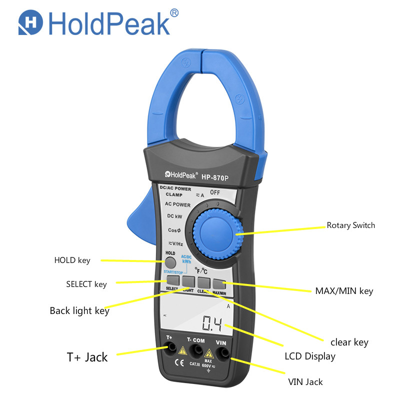 HoldPeak 500v dc amp meters for business for communcations for manufacturing
