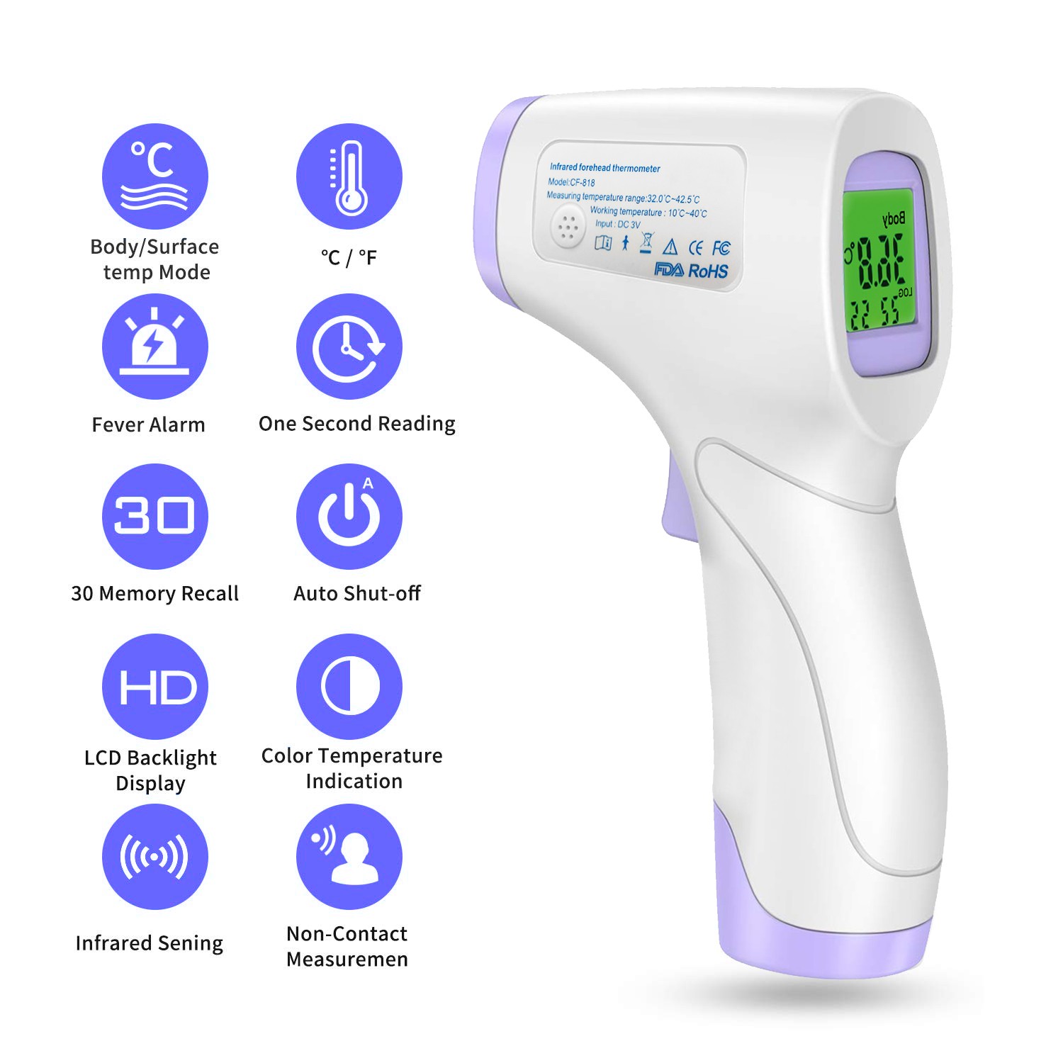 HoldPeak Custom non contact thermometer for business for inspection
