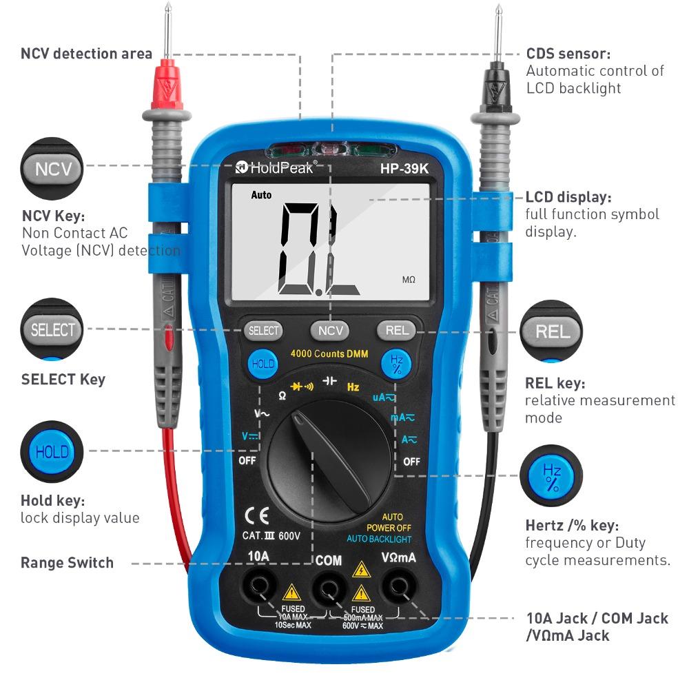 auto range multimeter.resistance,capacitance,frequency and duty cycle.HP-39K-1