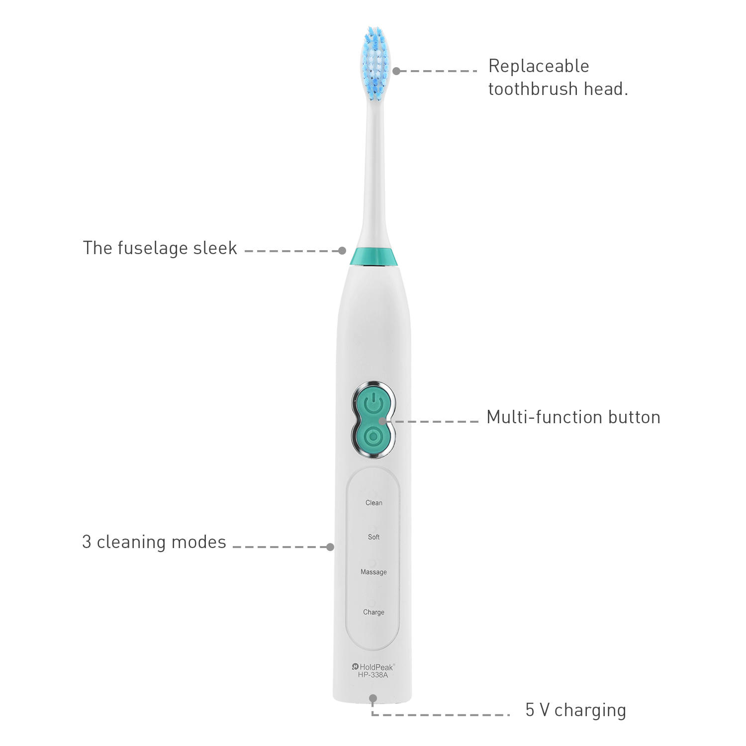 Best Powerful IPX7 waterproof sonic toothbrush HP-338A-1