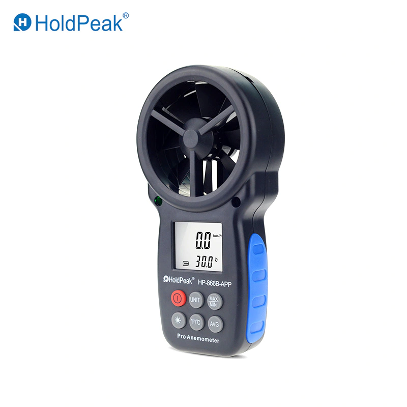 HoldPeak HP-866B-APP With Mobile APP Wind Speed Meter Measuring Instruments Wind Chill With Backlight Digital Anemometer