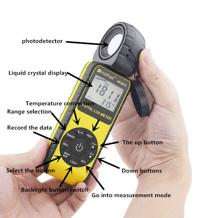 HoldPeak good-looking light meter to measure color temperature Supply for testing